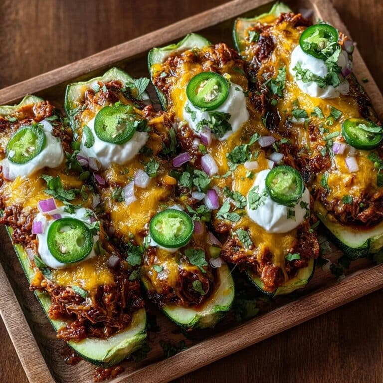 Sticky BBQ Chicken Zucchini Boats Recipe