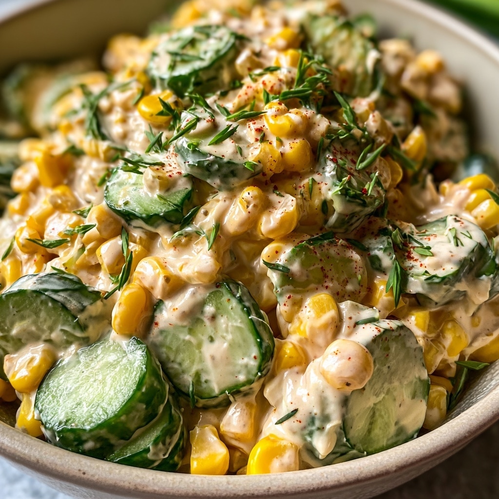 Street Corn Creamy Cucumber Salad Recipe - Recipe Image