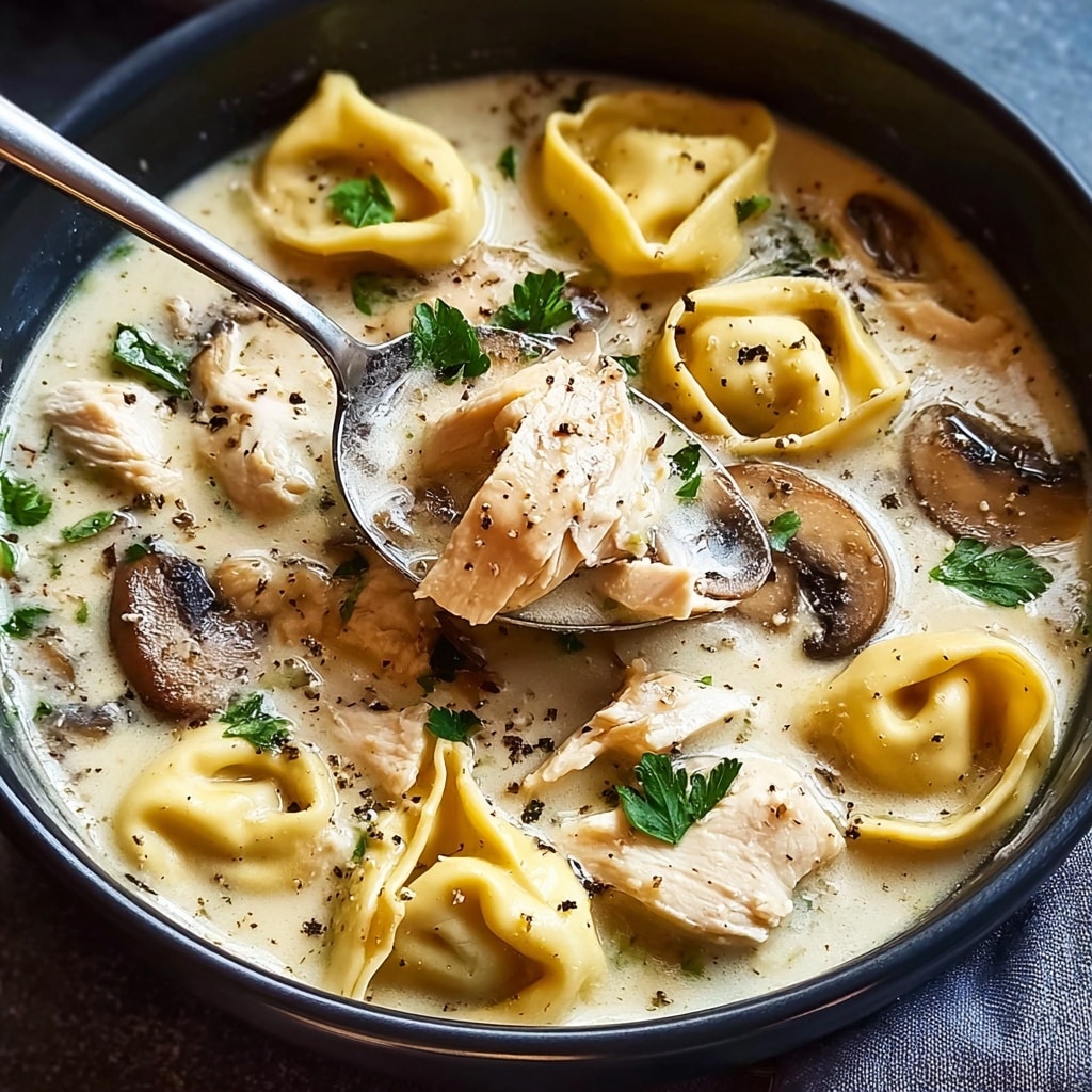 Creamy Asiago Chicken Tortellini Soup Recipe - Recipe Image