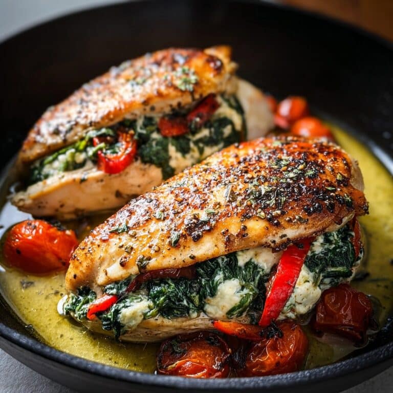 Roasted Red Pepper, Spinach, and Mozzarella Stuffed Chicken Recipe