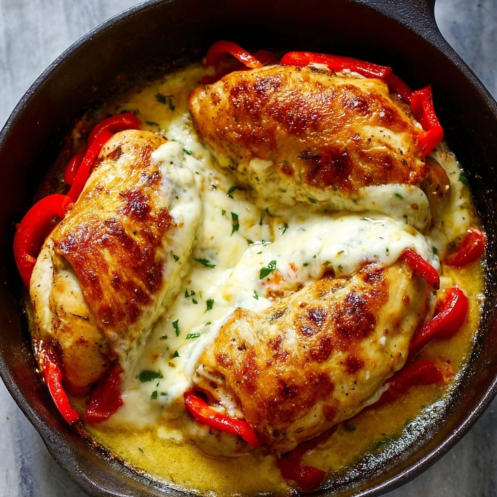 Roasted Red Pepper, Spinach, and Mozzarella Stuffed Chicken Recipe - Recipe Image