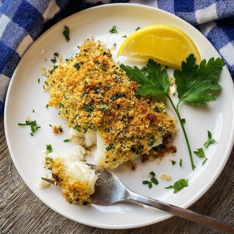 Baked Cod with Crispy Garlic Herb Panko Recipe