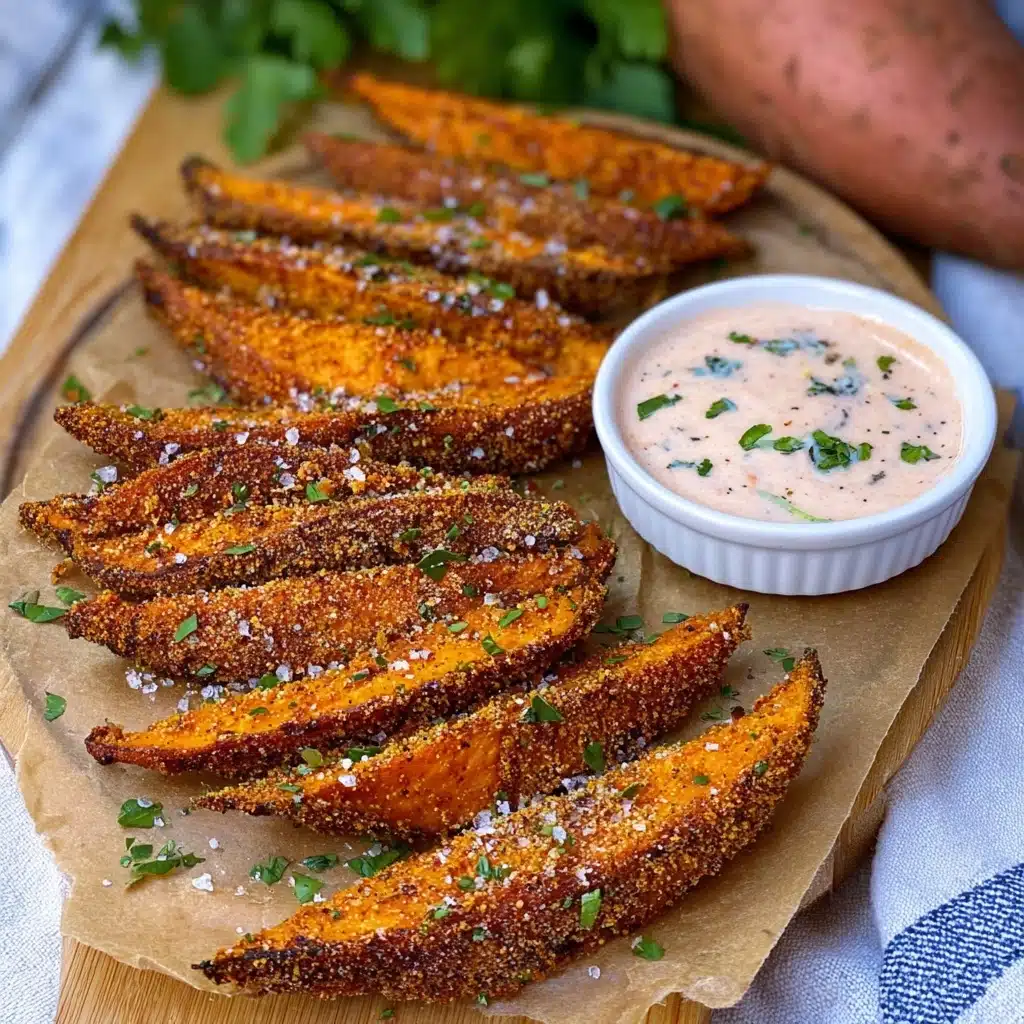 Garlic Parmesan Sweet Potato Wedges Recipe - Recipe Image