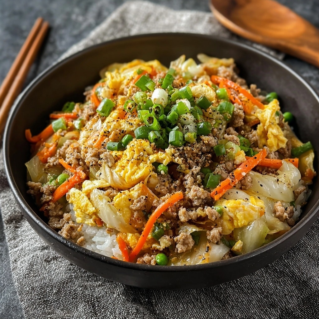Keto Egg Roll in a Bowl Ready in One Skillet Recipe - Recipe Image