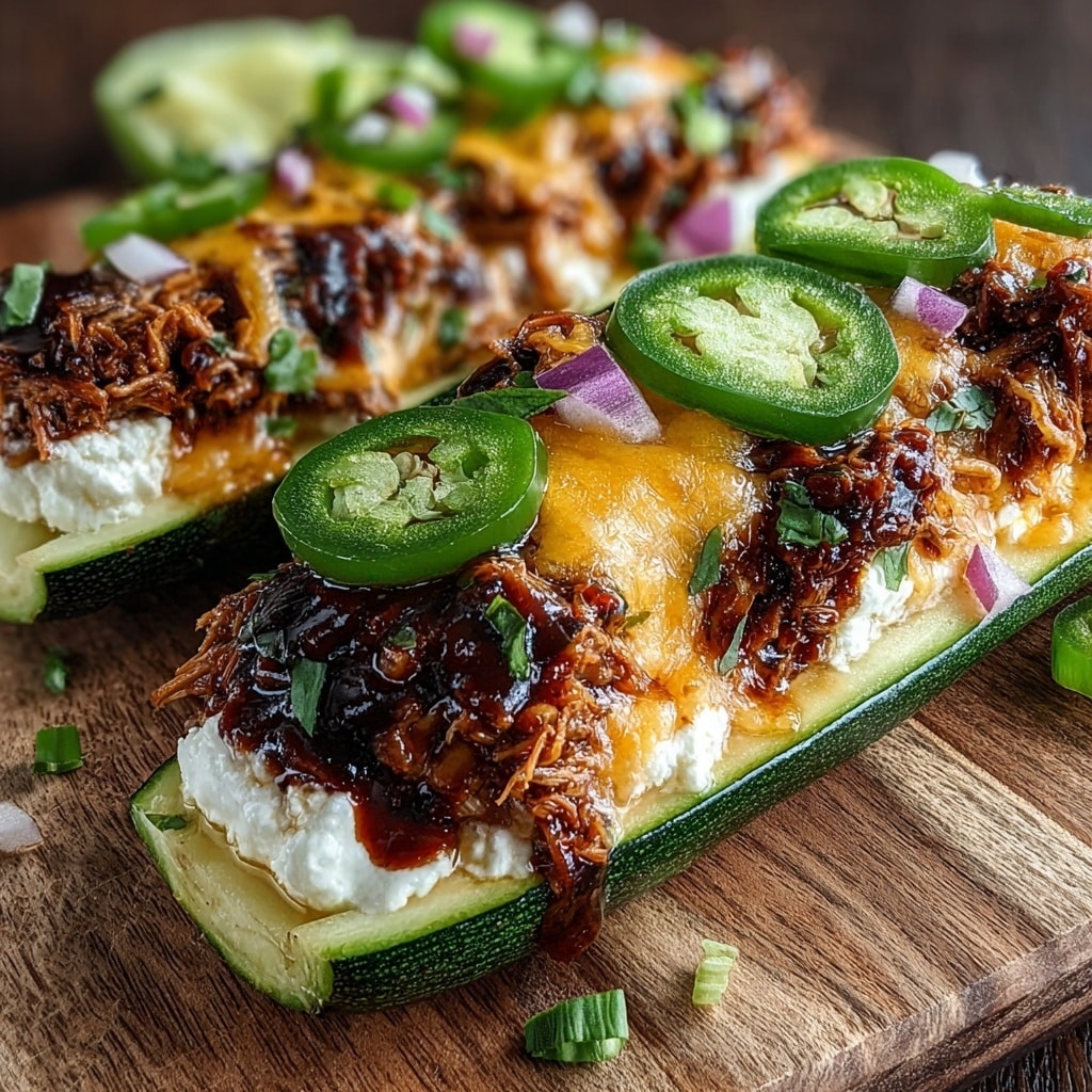 Sticky BBQ Chicken Zucchini Boats Recipe - Recipe Image