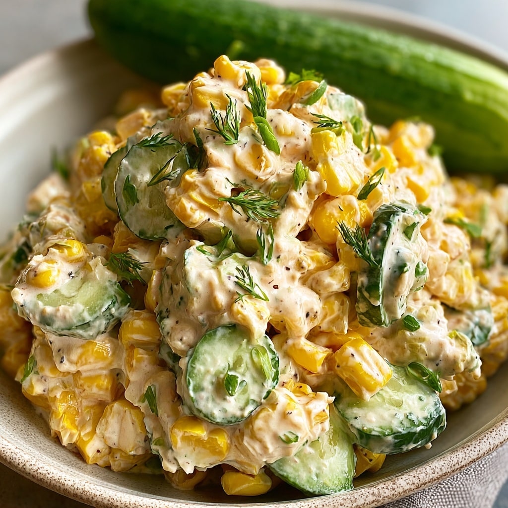 Street Corn Creamy Cucumber Salad Recipe - Recipe Image