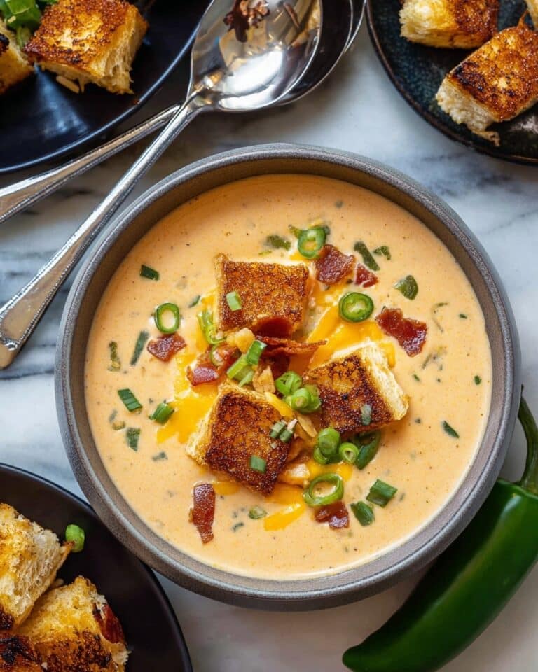 Spicy Jalapeño Popper Soup with Grilled Cheese Dippers Recipe