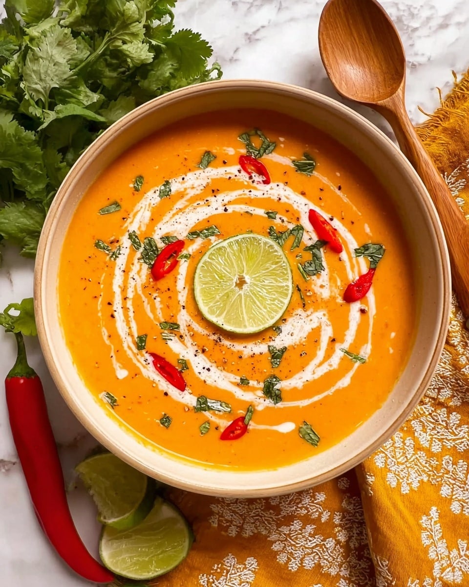 Two black bowls filled with thick, bright orange lentil soup sit on a white marbled texture surface with a white cloth nearby. Each bowl has creamy white swirls drizzled on top and fresh green parsley leaves layered evenly across the surface. Golden spoons rest inside each bowl on the right side. To the top right, a smaller white bowl is filled with dry orange lentils, showing a contrast in texture and color. The whole scene is simple and fresh, focused on the vibrant colors and textures of the soup and garnishes. photo taken with an iphone --ar 4:5 --v 7