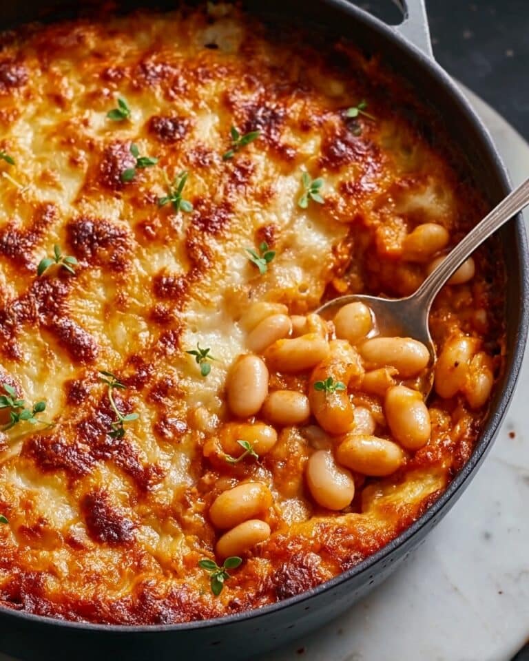 7-Ingredient Cheesy White Bean Tomato Bake Recipe