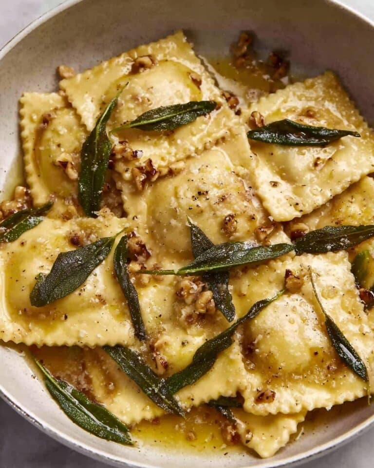 Ravioli with Sage, Lemon, and Pecans Recipe