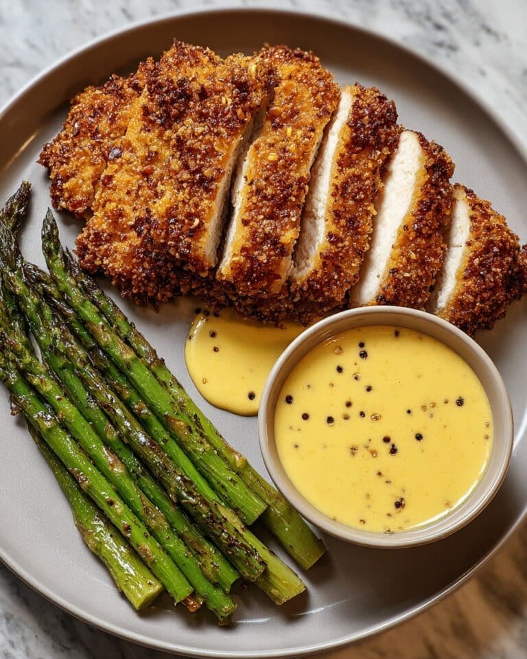 Pretzel Crusted Chicken with Cheddar Mustard Sauce Recipe