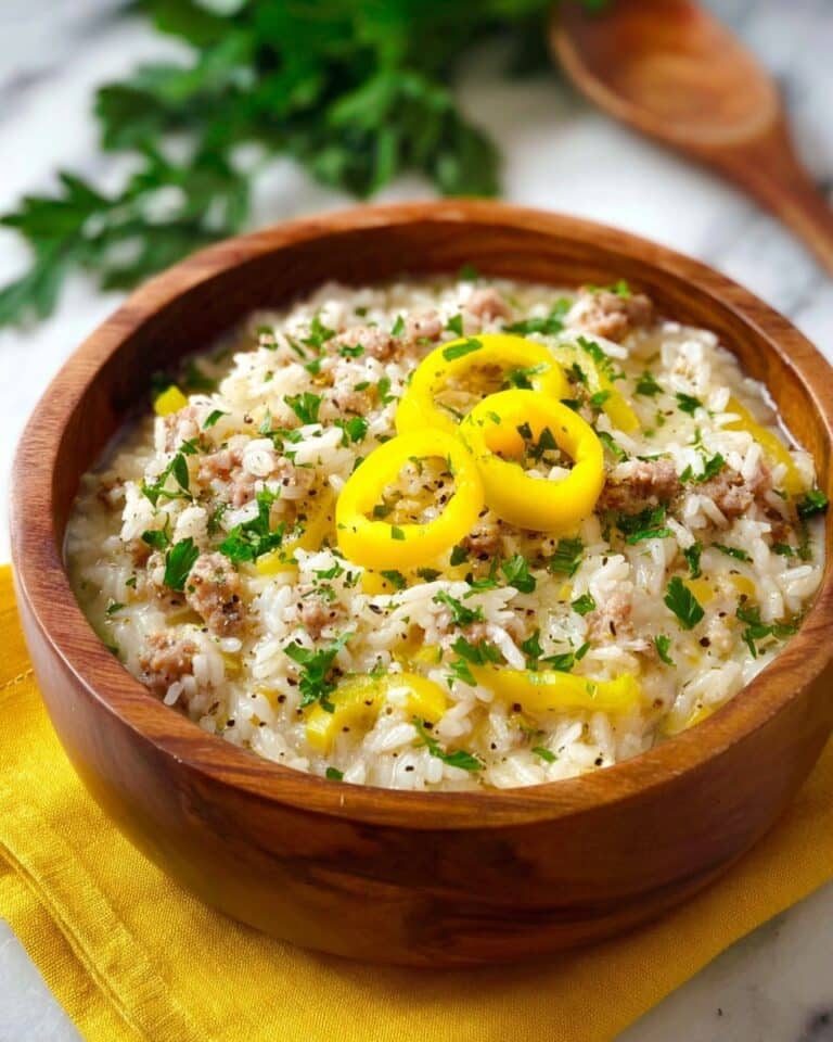 Savory Orzo Stuffed Banana Peppers Soup Recipe