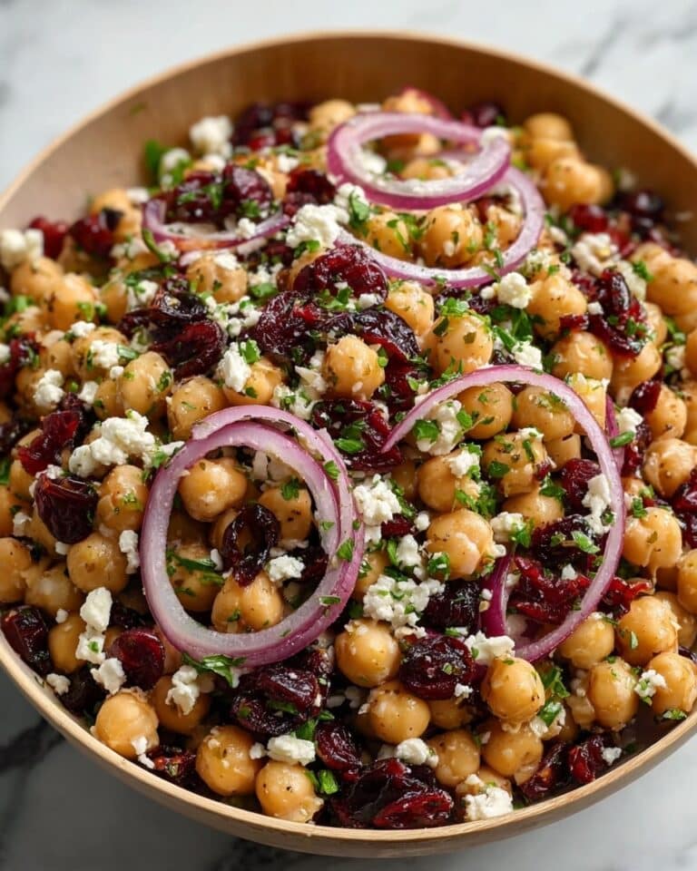 Feta & Cranberry Chickpea Salad with Lemon Vinaigrette Recipe