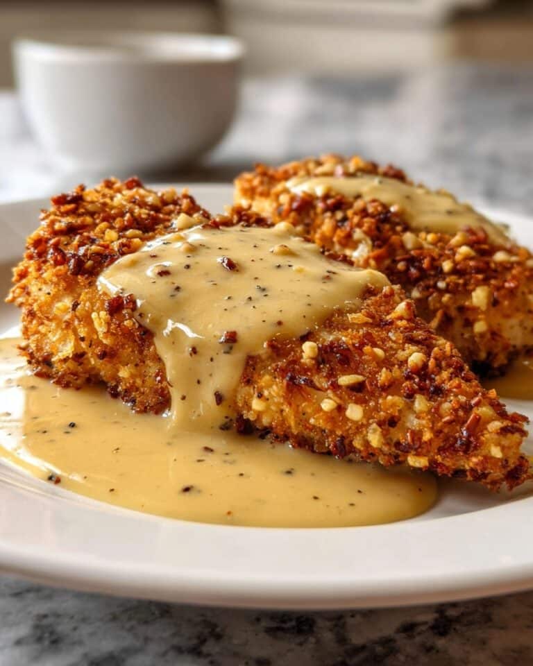 Pretzel-Crusted Chicken with Mustard-Cheddar Sauce Recipe