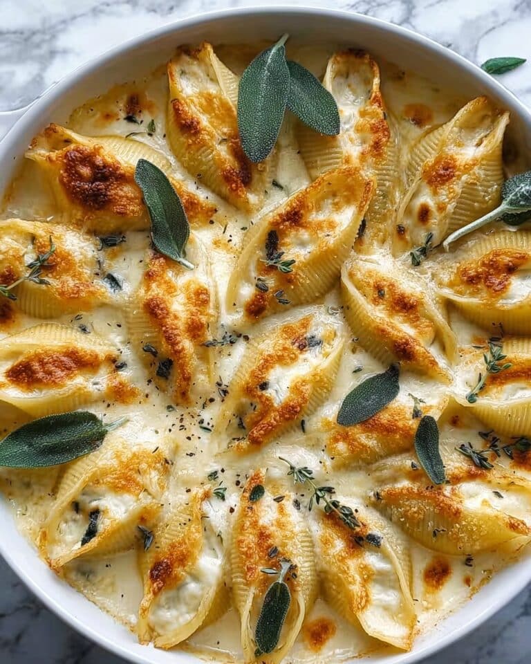 Pumpkin & Gouda Stuffed Shells with Brown Butter & Sage Alfredo Sauce Recipe