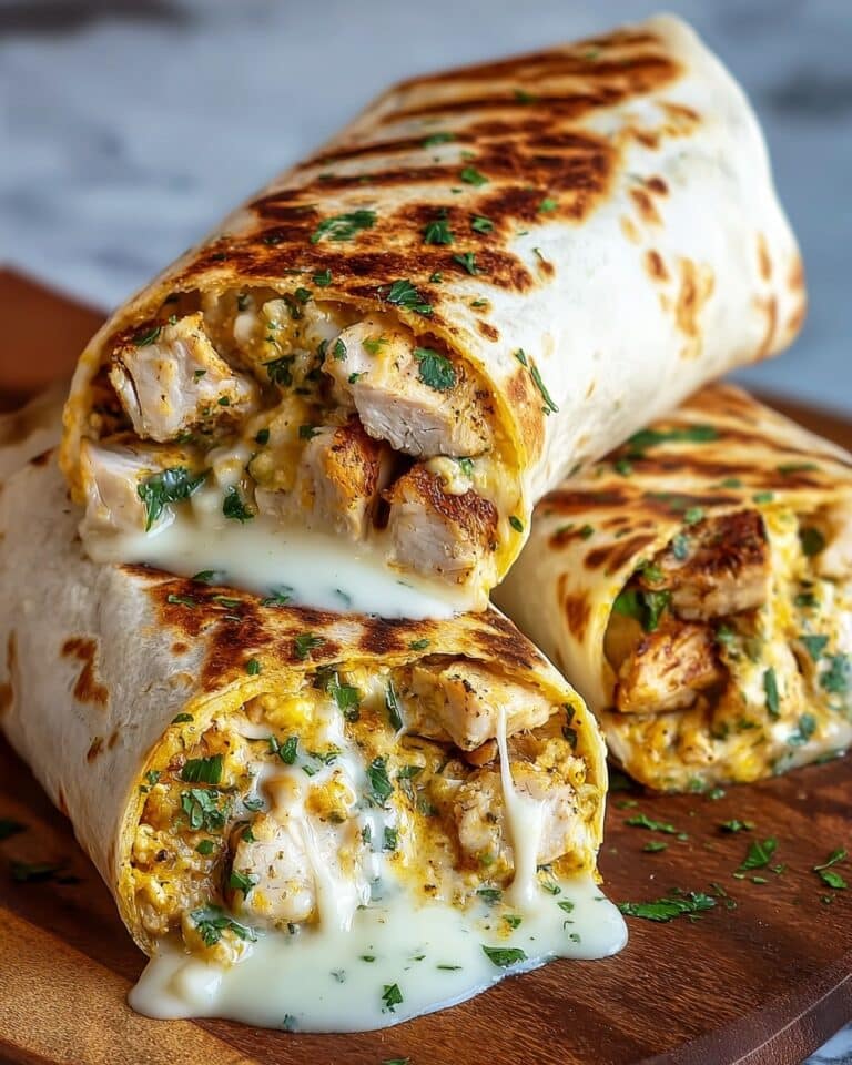 Ooey-Gooey Cheesy Garlic Chicken Wraps Recipe