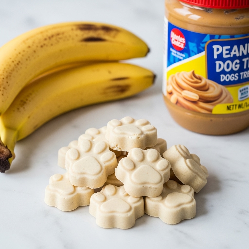 A close-up image of a creamy white paw-shaped treat resting inside a red silicone mold with multiple paw-shaped cavities; the paw-shaped treat has a smooth texture with defined round toes and a triangular pad in the center. The mold is placed on a white marbled surface, showing a stark contrast between the red of the mold and the creamy white of the treat. Photo taken with an iphone --ar 4:5 --v 7