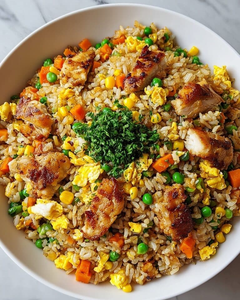 High Protein Crispy Garlic Chicken Fried Rice Recipe