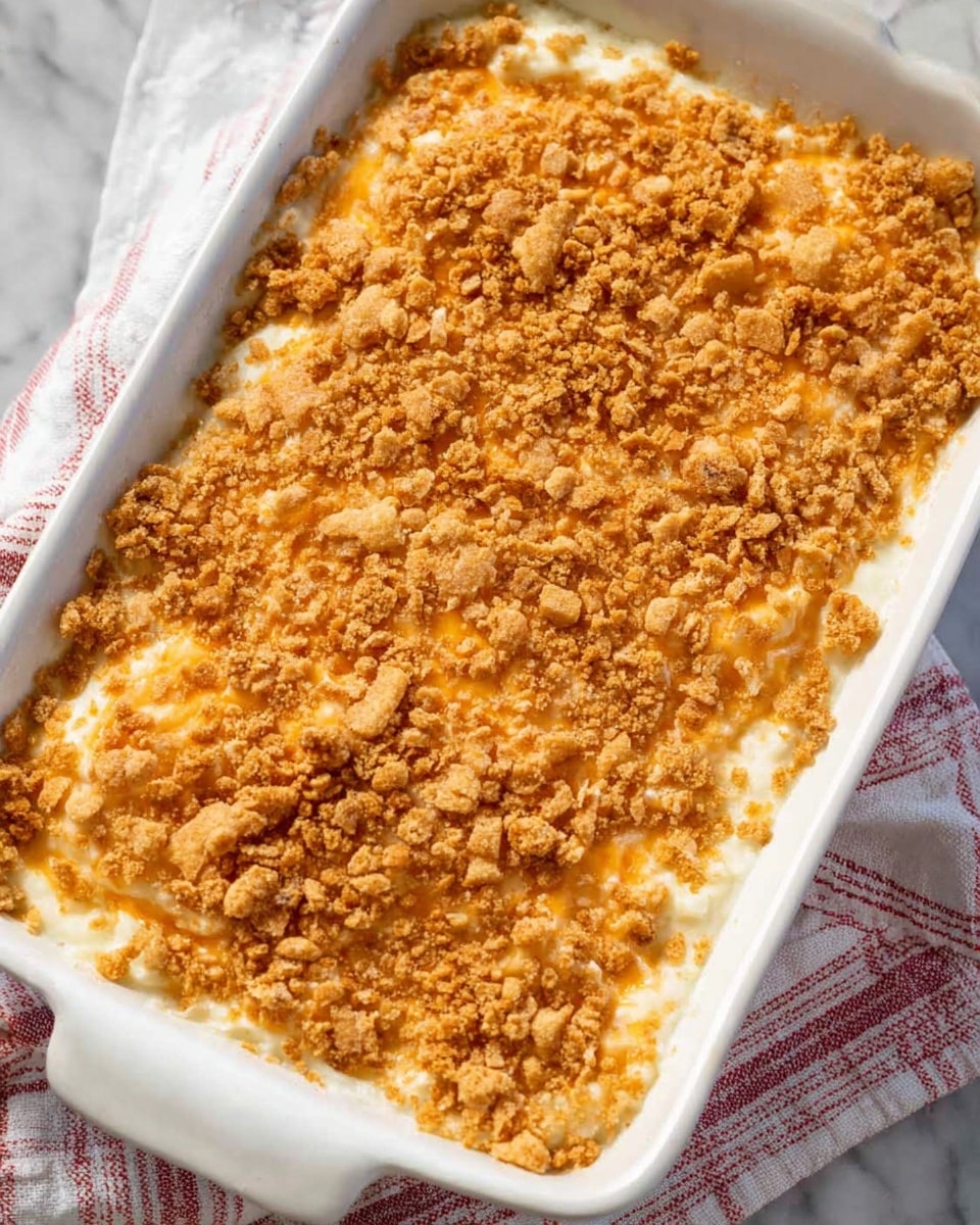 The image shows a white plate with two scoops of a creamy, light beige dish topped with a golden, slightly crispy layer, likely melted cheese. Next to the scoops is a small fresh salad consisting of mixed greens in different shades of green and purple, adding a fresh contrast to the creamy main dish. The plate sits on a white marbled surface, and the background includes a white baking dish with the same creamy food inside. The photo taken with an iphone --ar 4:5 --v 7