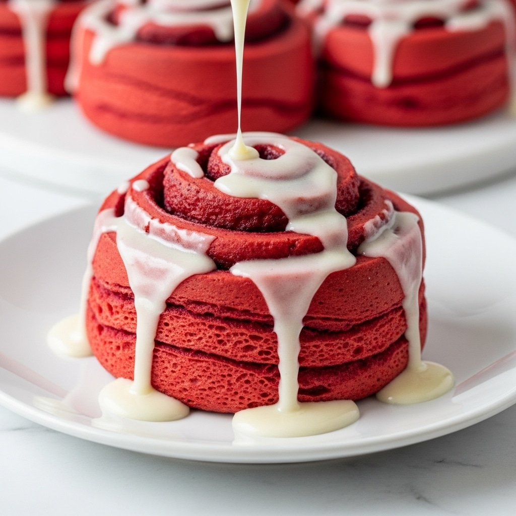 The image shows two cinnamon rolls with thick white icing dripping down their sides placed on a wooden board on a white marbled surface. The cinnamon rolls have a rich, reddish-brown swirl pattern with a soft, fluffy dough base colored light golden brown. The icing is shiny and smooth, covering the tops and flowing down in uneven drips, pooling slightly around the base. The cinnamon filling appears densely packed inside the swirled layers. The background is softly blurred, with warm tones highlighting the texture and gloss of the icing and the rolls’ surface. photo taken with an iphone --ar 4:5 --v 7