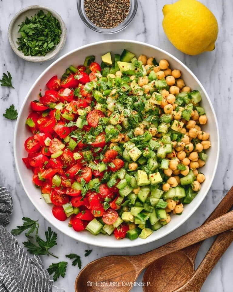 Fresh Chickpea Salad with Tomatoes, Cucumber, and Lemon Recipe